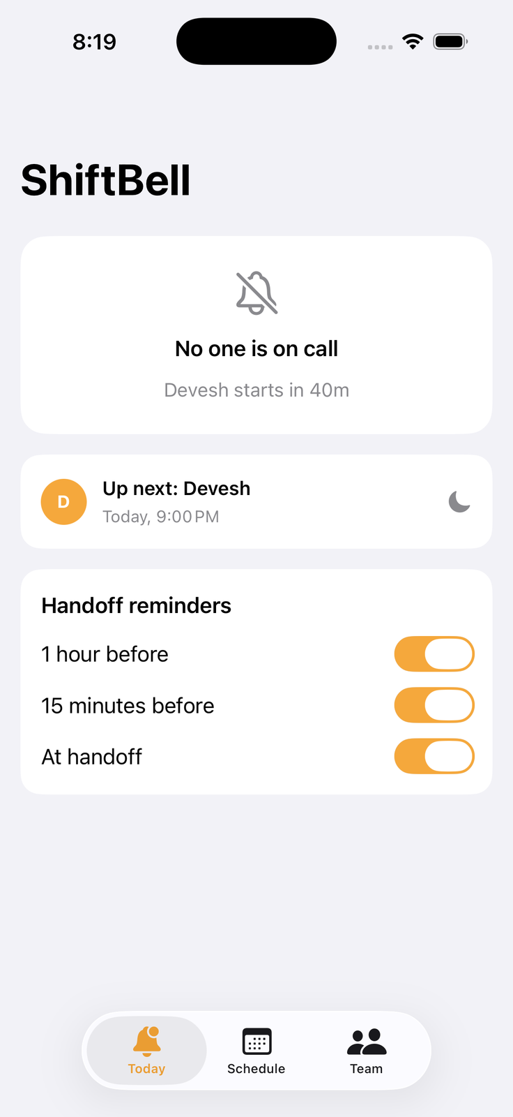 ShiftBell screenshot 1